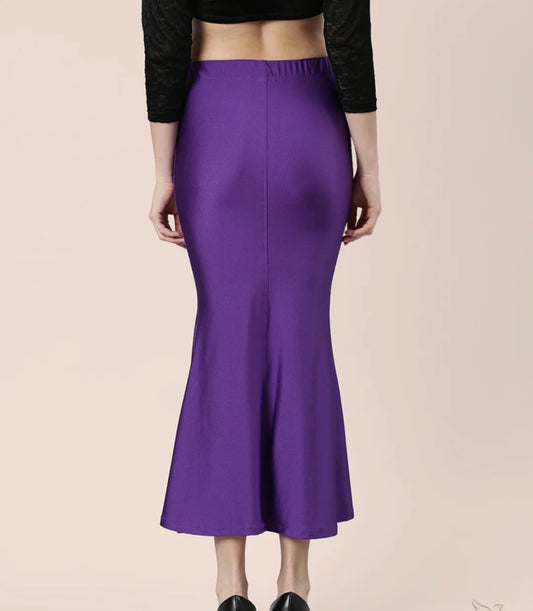 Electric Violet Shimmer/satin women saree shape wear