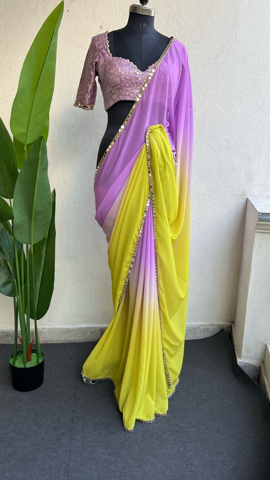 Purple Lavender embroidery handwork blouse