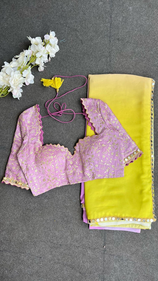 Purple Lavender embroidery handwork blouse