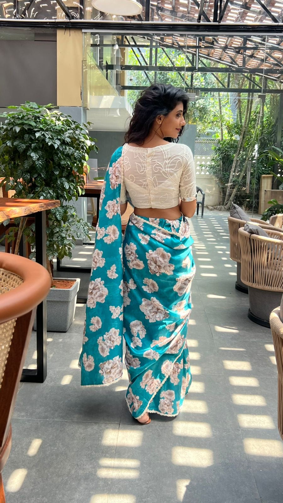 White cotton embroidery mirror work blouse (only blouse )