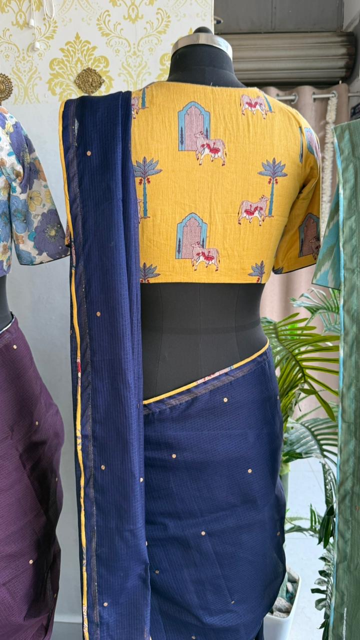 Yellow printed cotton blouse ( only blouse )