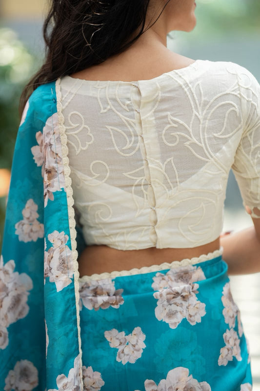 White cotton embroidery mirror work blouse (only blouse )