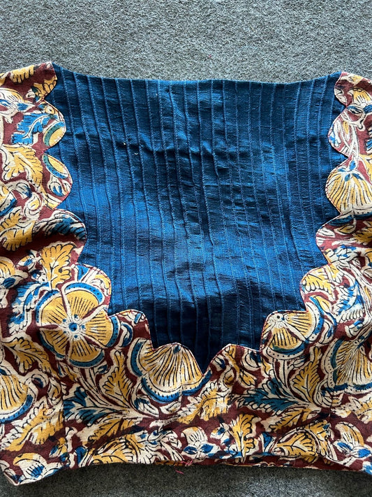 Maroon & cream floral printed cotton blouse