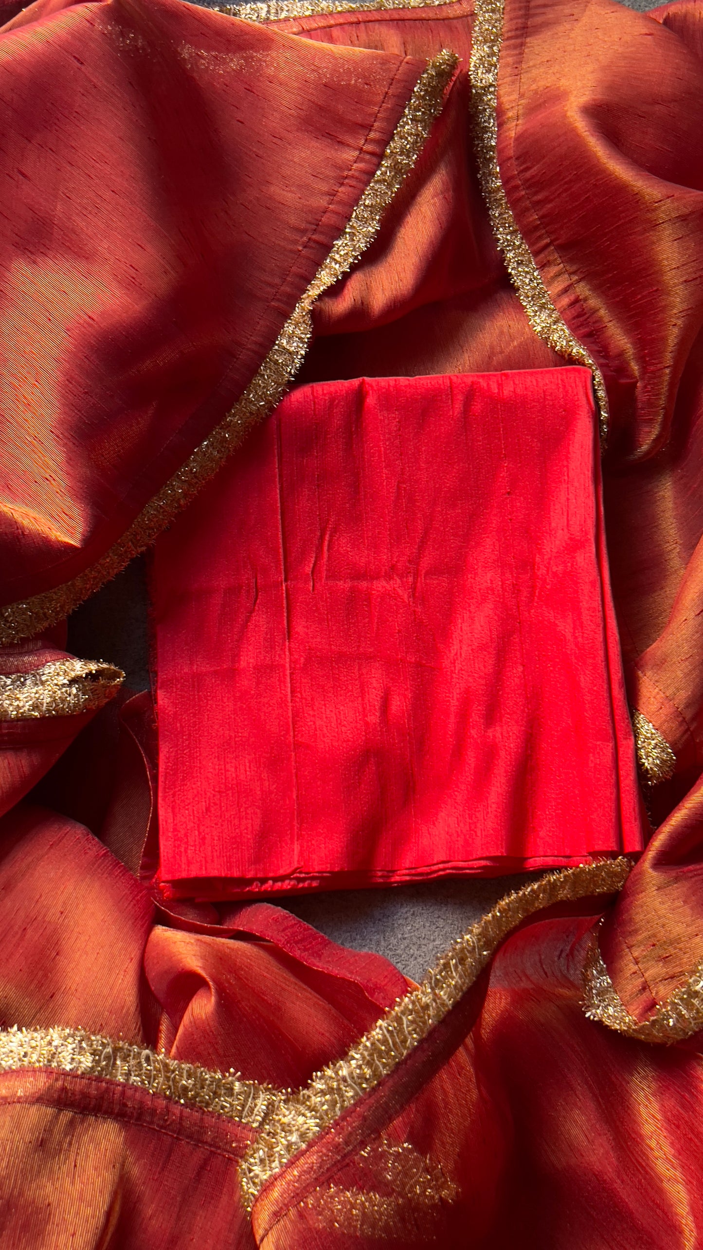 Red soft tissue saree