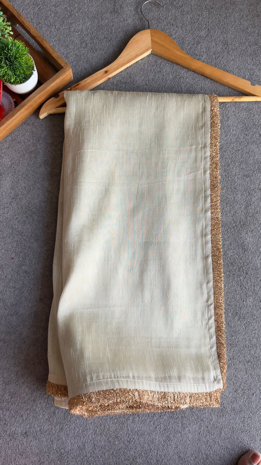 Silverish soft tissue saree