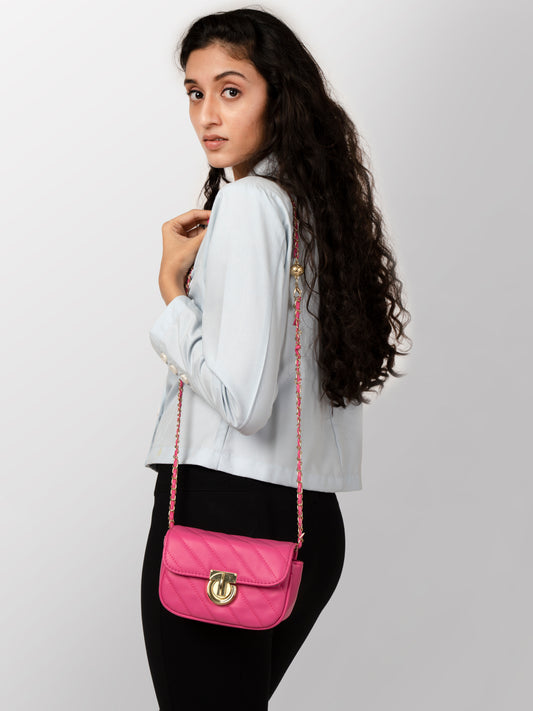 Women textured red sling bag