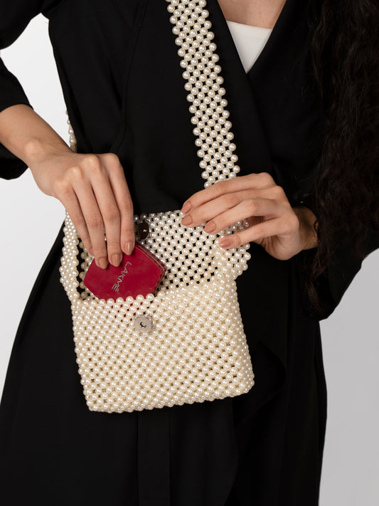Women pearl hand made bag