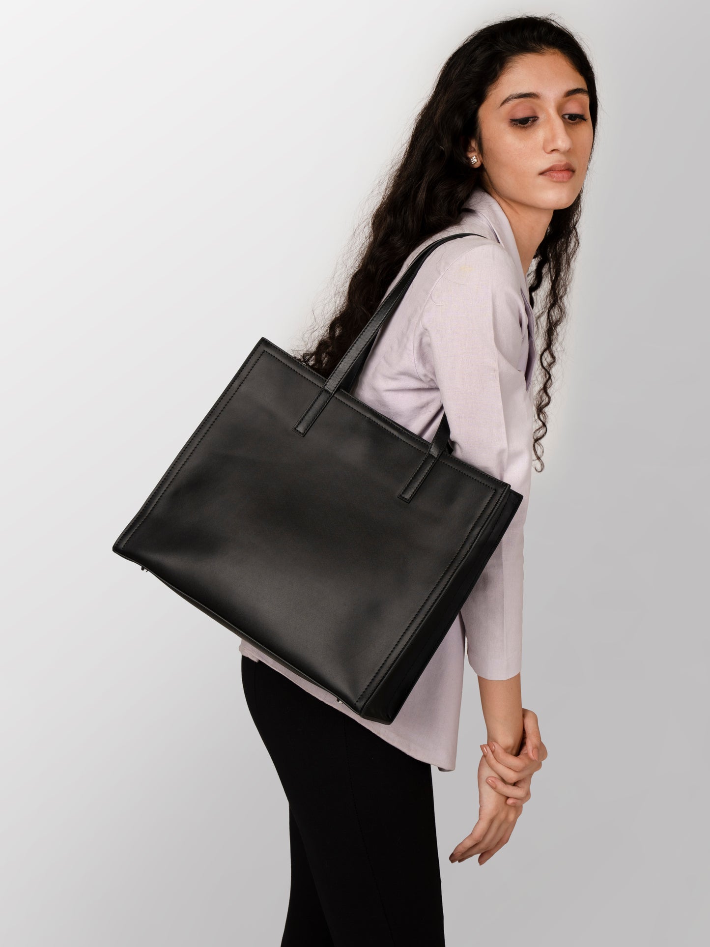 Women black solid office bag