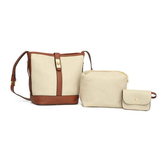 Cream Women textured shoulder bag