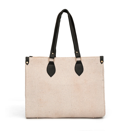 Women cream jute office bag