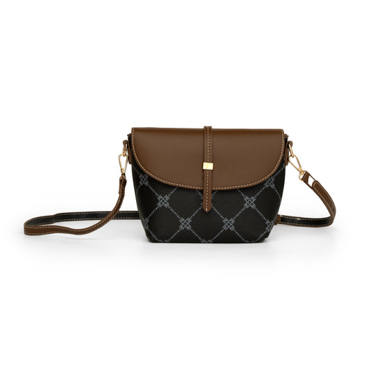 Women black & brown printed fashion bag