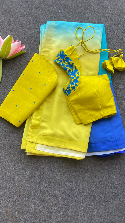 Lime yellow hand embroidered blouse