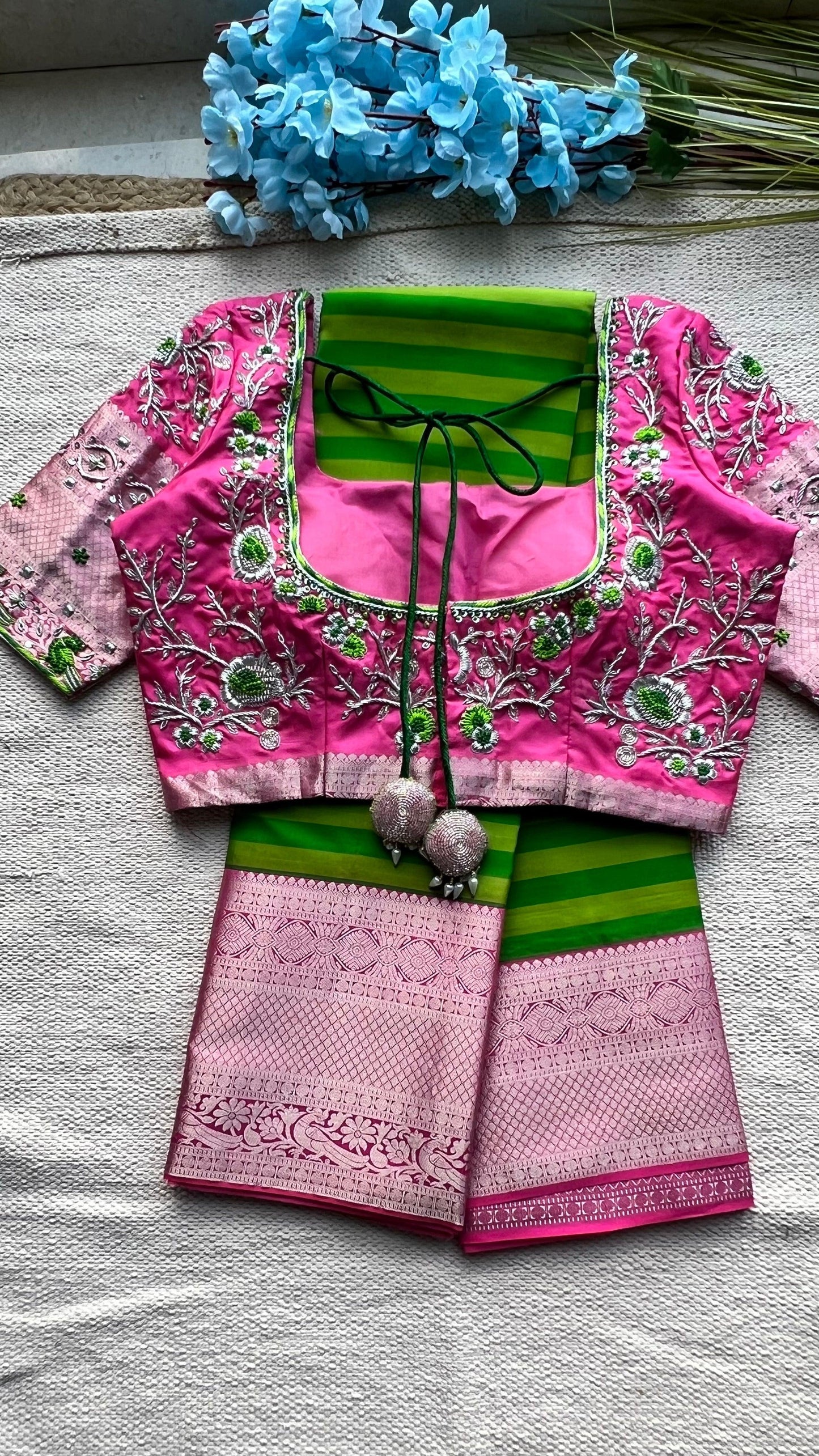 Silk blouse hand work design 1004