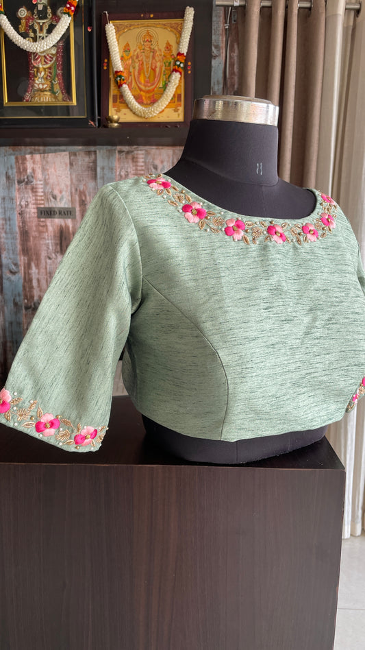 Pista silk floral intricate hand worked blouse