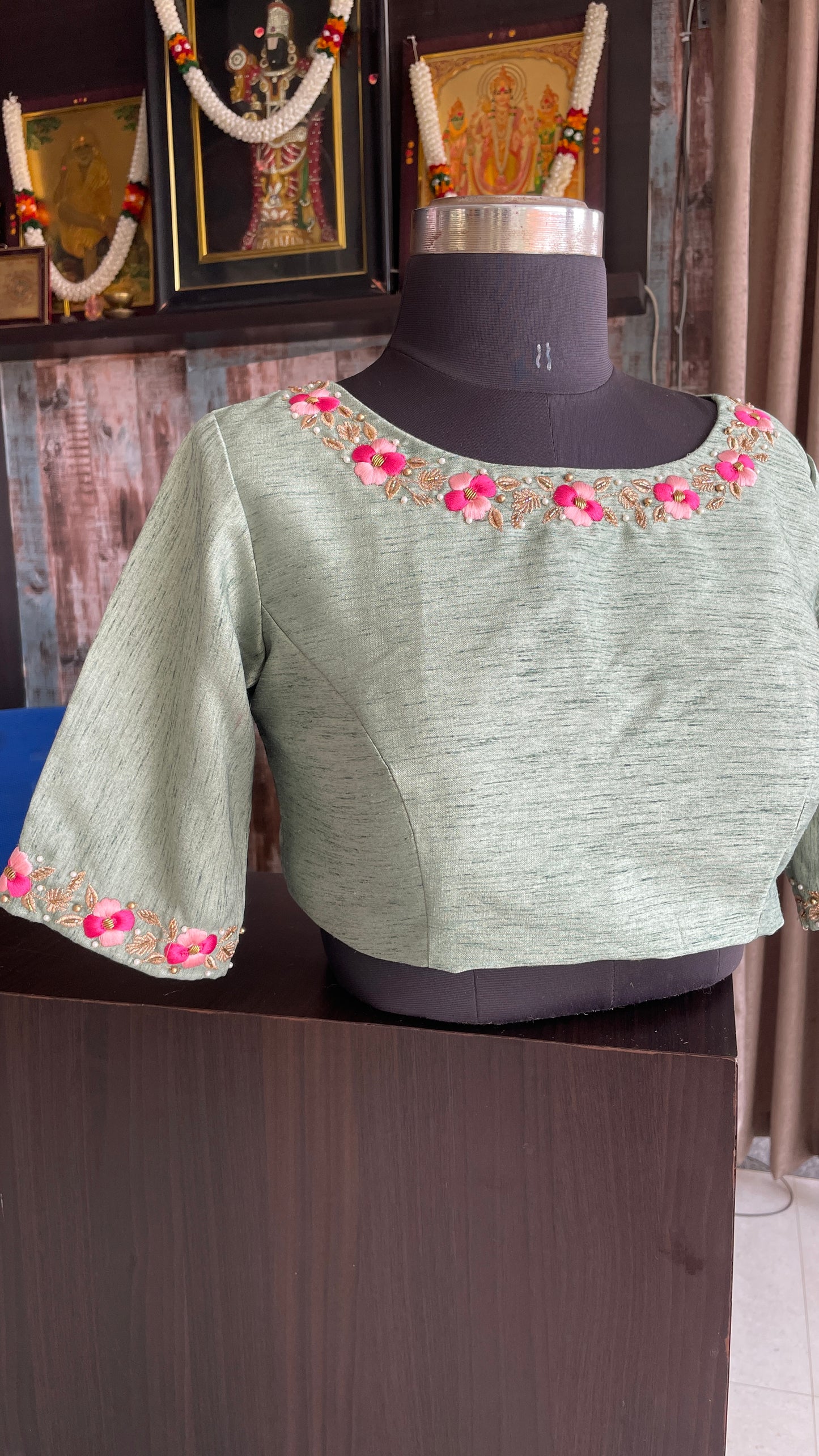 Pista silk floral intricate hand worked blouse
