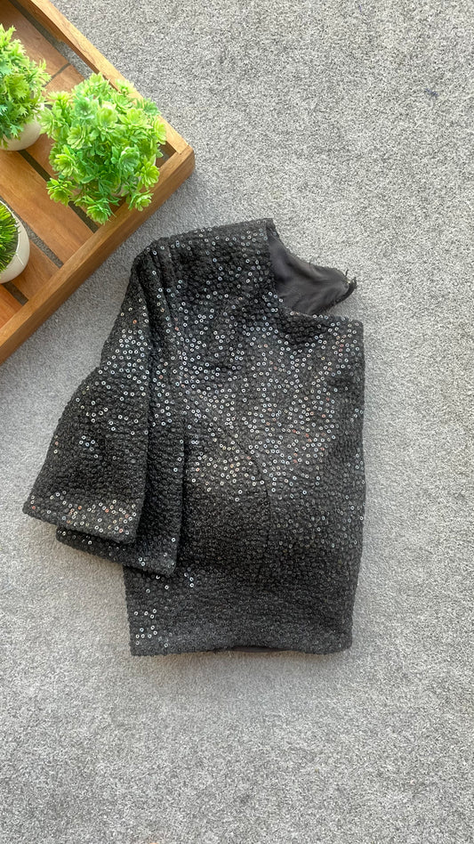 Black sequins embroidery blouse