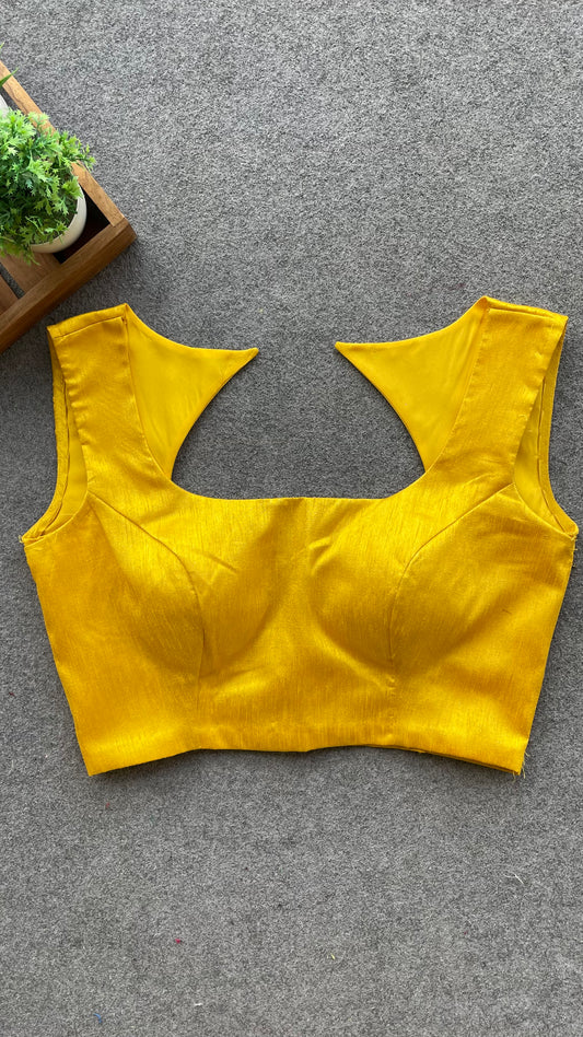 Yellow silk sleeveless blouse