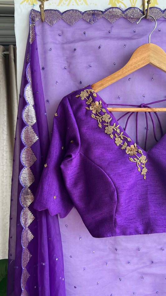 Silk blouse hand work design 1013