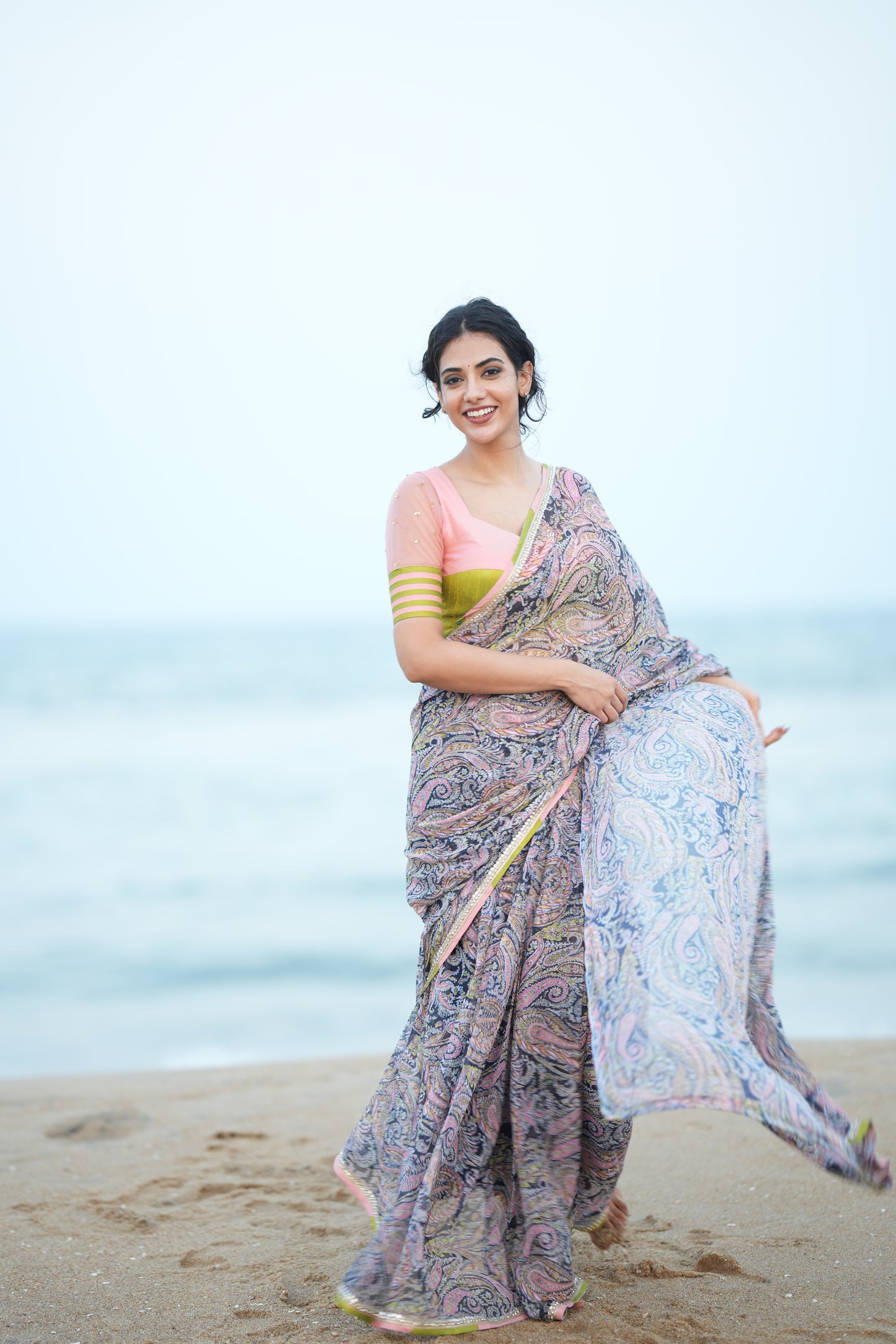 Pink & green hand worked blouse (only blouse)