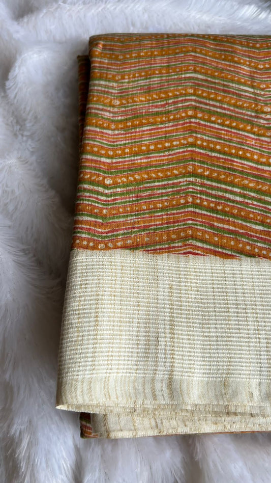 Mehandi & Fenu cotton saree with blouse