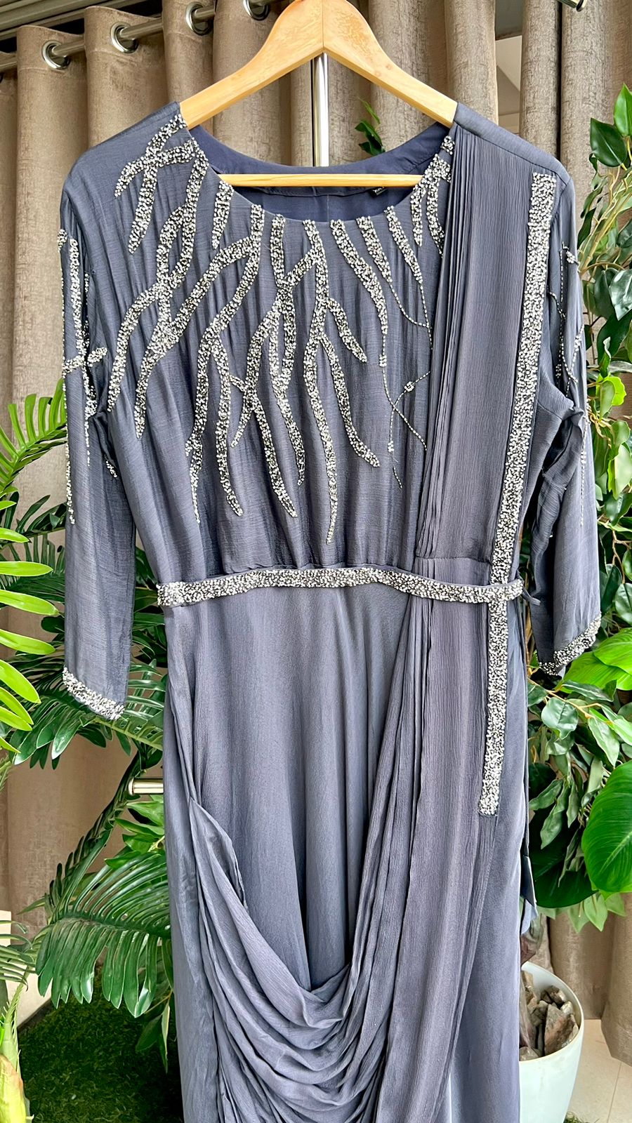 Grey marble embroidery hand worked gown Threadslabel Grey marble embroidery hand worked gown Threadslabel