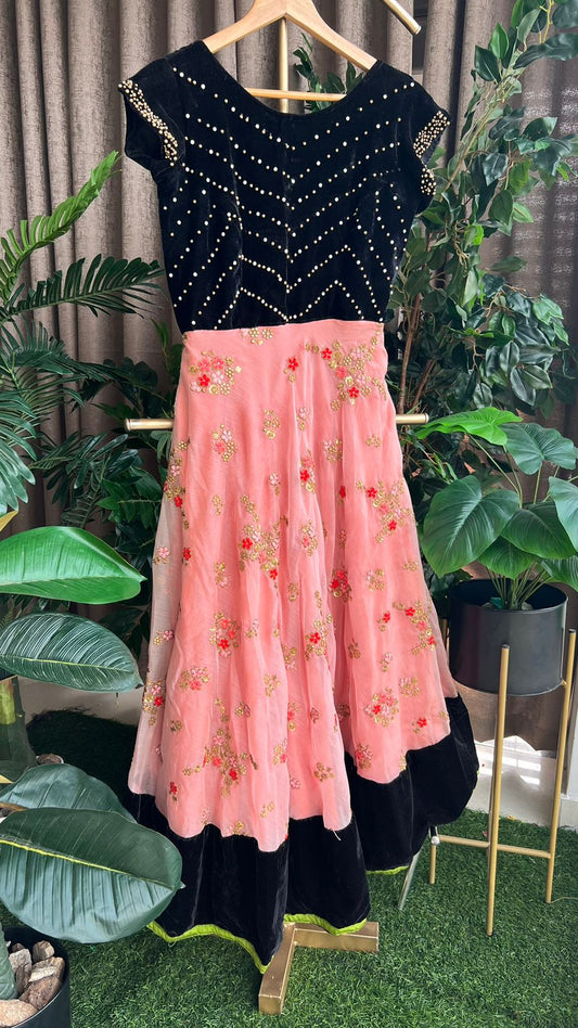 Black & peach embroidery salwar suit