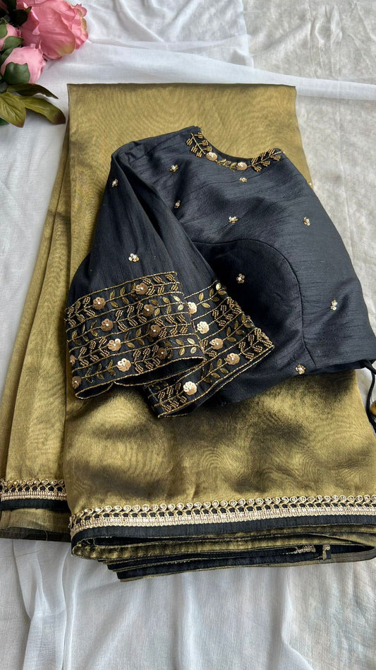 Black silk intricate handwork blouse