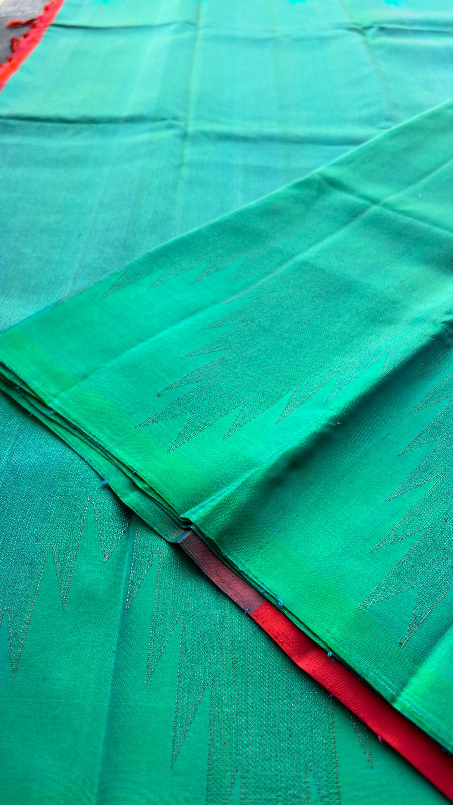 Sea green kanjivaram soft silk saree with blouse