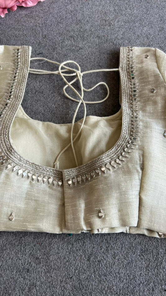 Silver tissue mirror embroidery blouse
