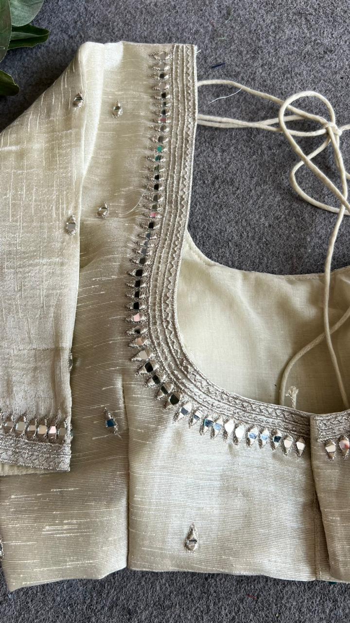 Silver tissue mirror embroidery blouse