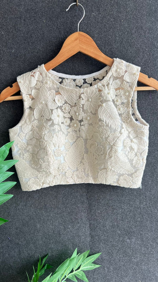 White embroidery handwork blouse