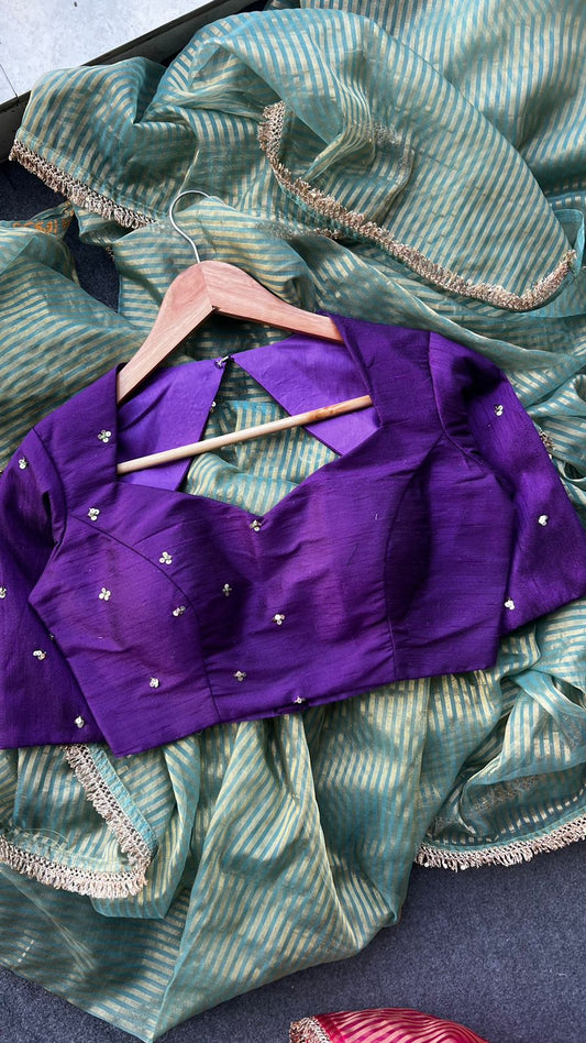 Purple silk hand worked blouse (only blouse)