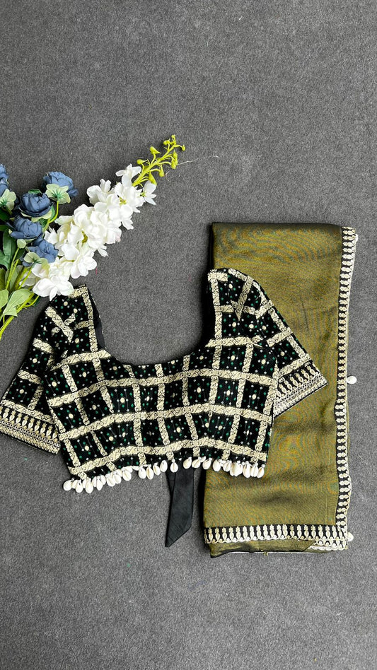 Black banarasi embroidery blouse (only blouse)