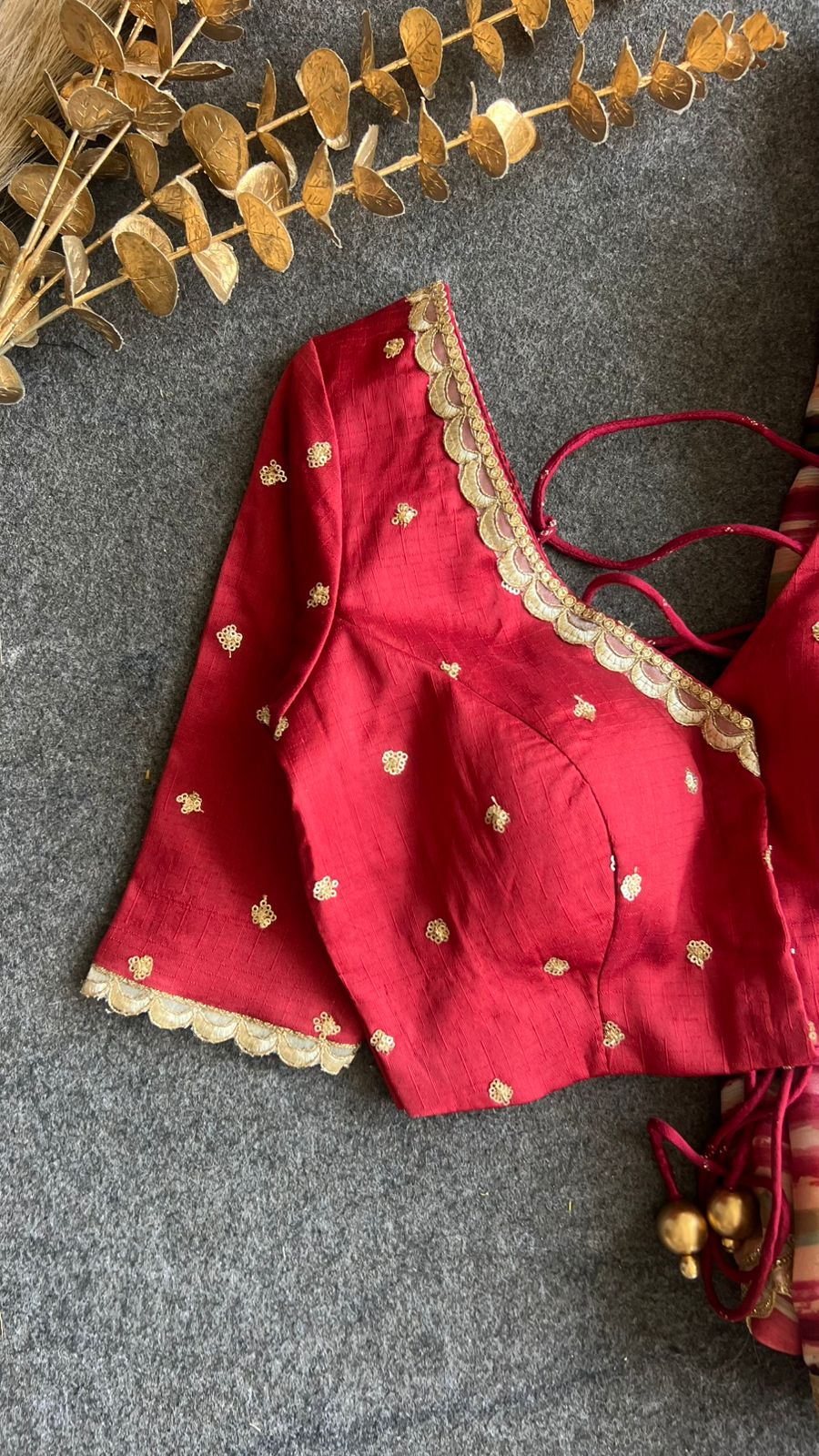 Rainbow chiffon saree with maroon hand made blouse