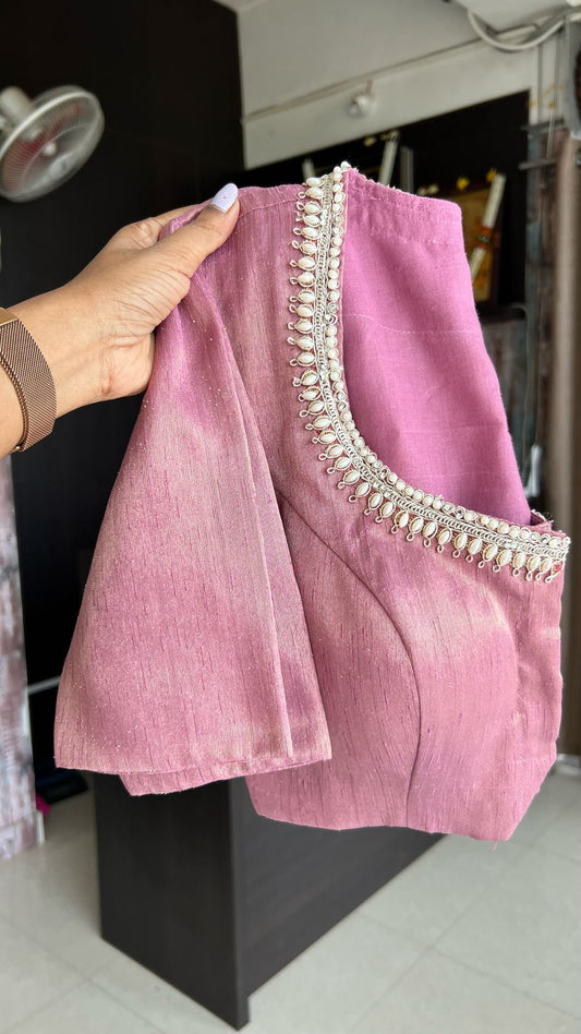 Light pink tissue pearl worked blouse
