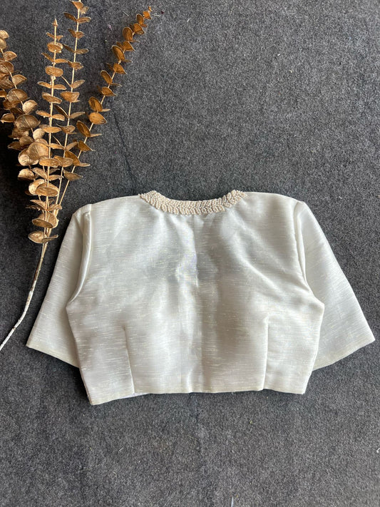 Silver tissue pearl worked blouse