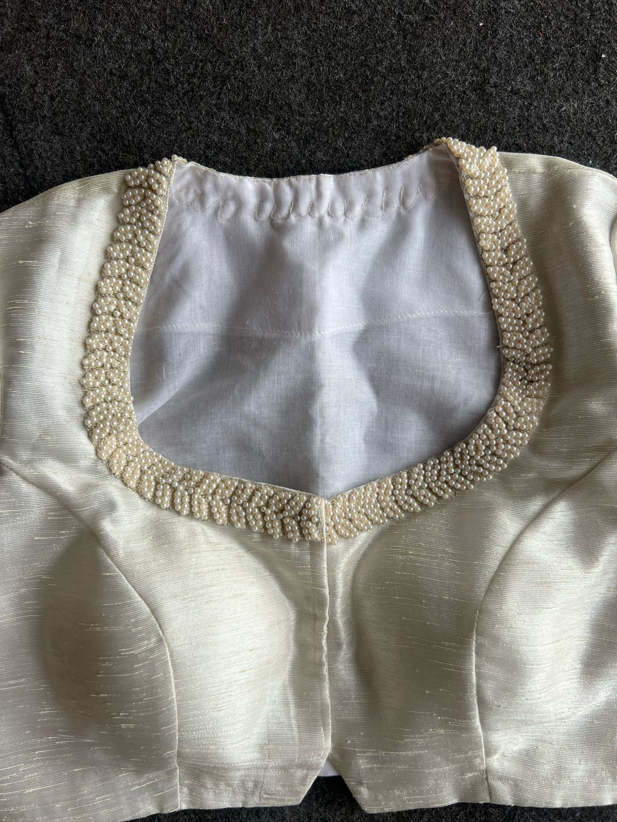 Silver tissue pearl worked blouse