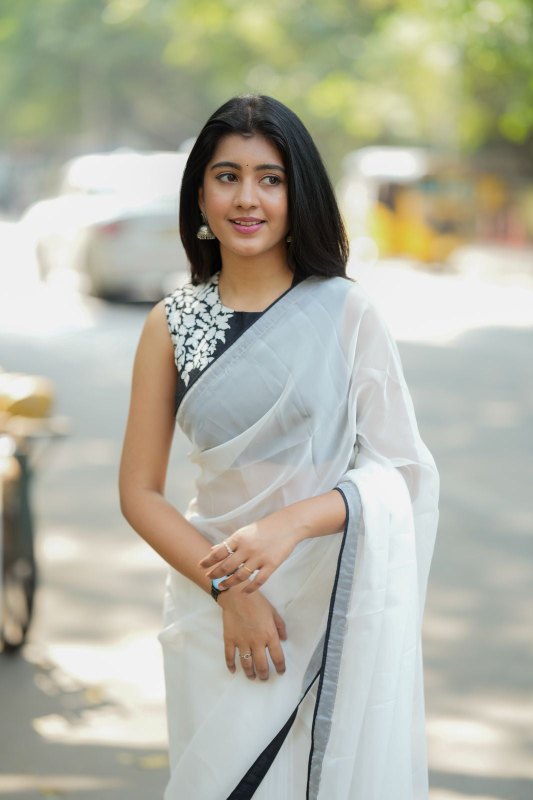 Black silk heavy embroidery blouse