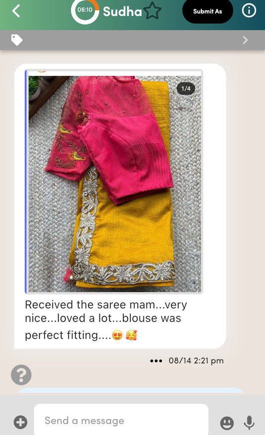 Pink silk netted bird handwork blouse (Only blouse )