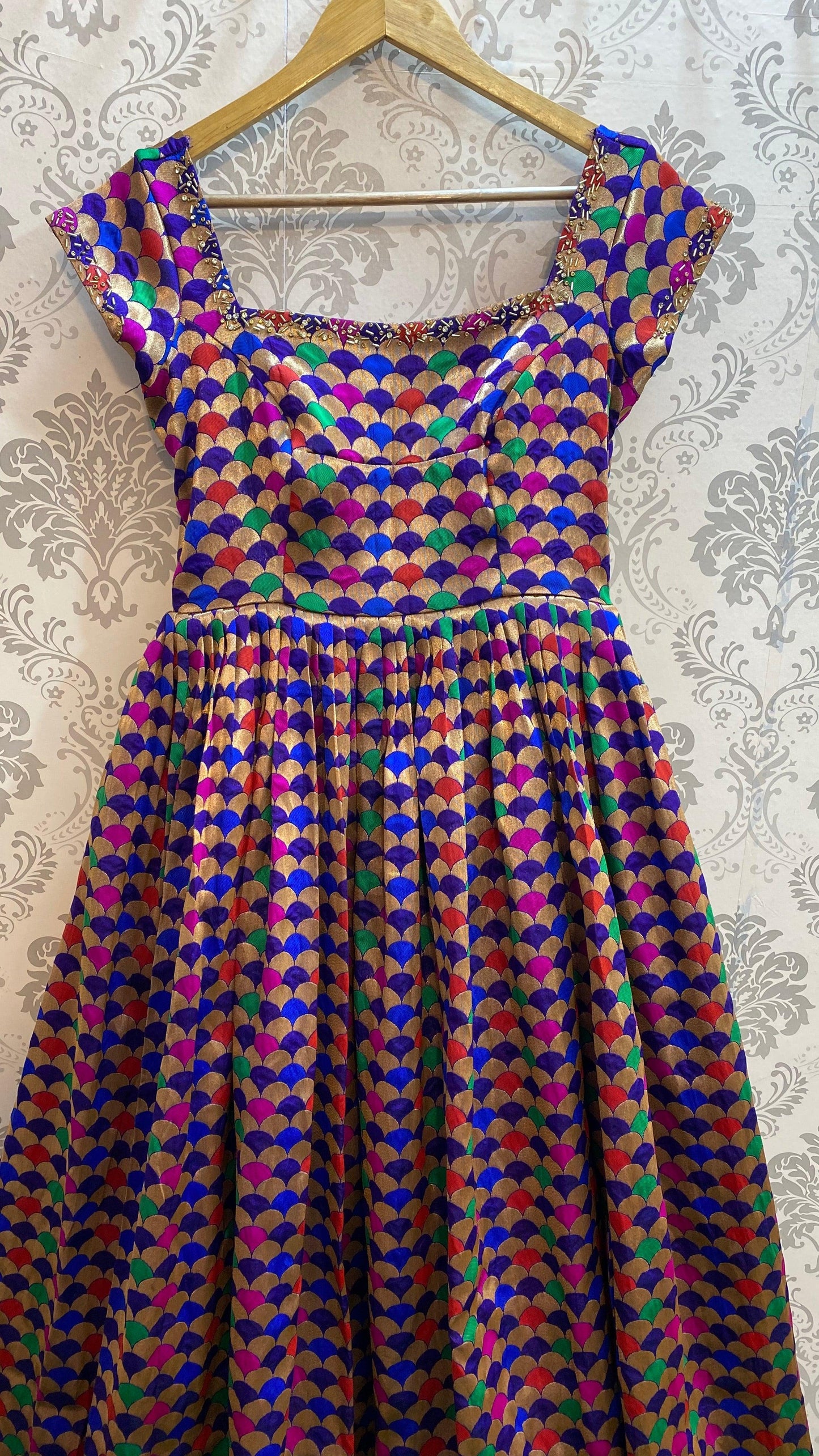 Multicolour Silk Party Wear Gown - Threads