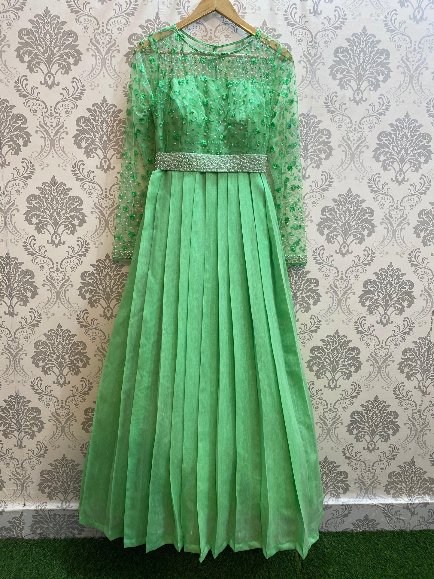 Pista Coloured Pearl Worked Gown - Threads