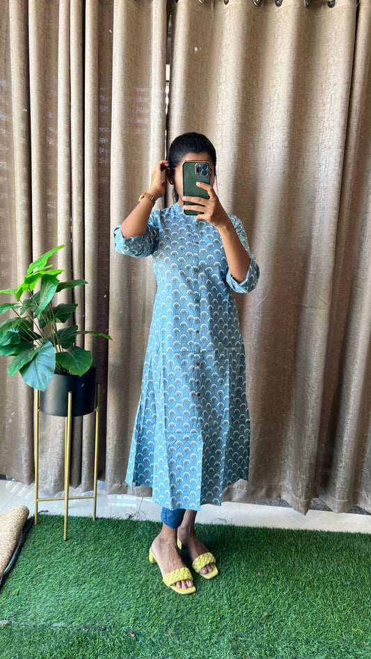 Blue floral Cotton printed kurti top