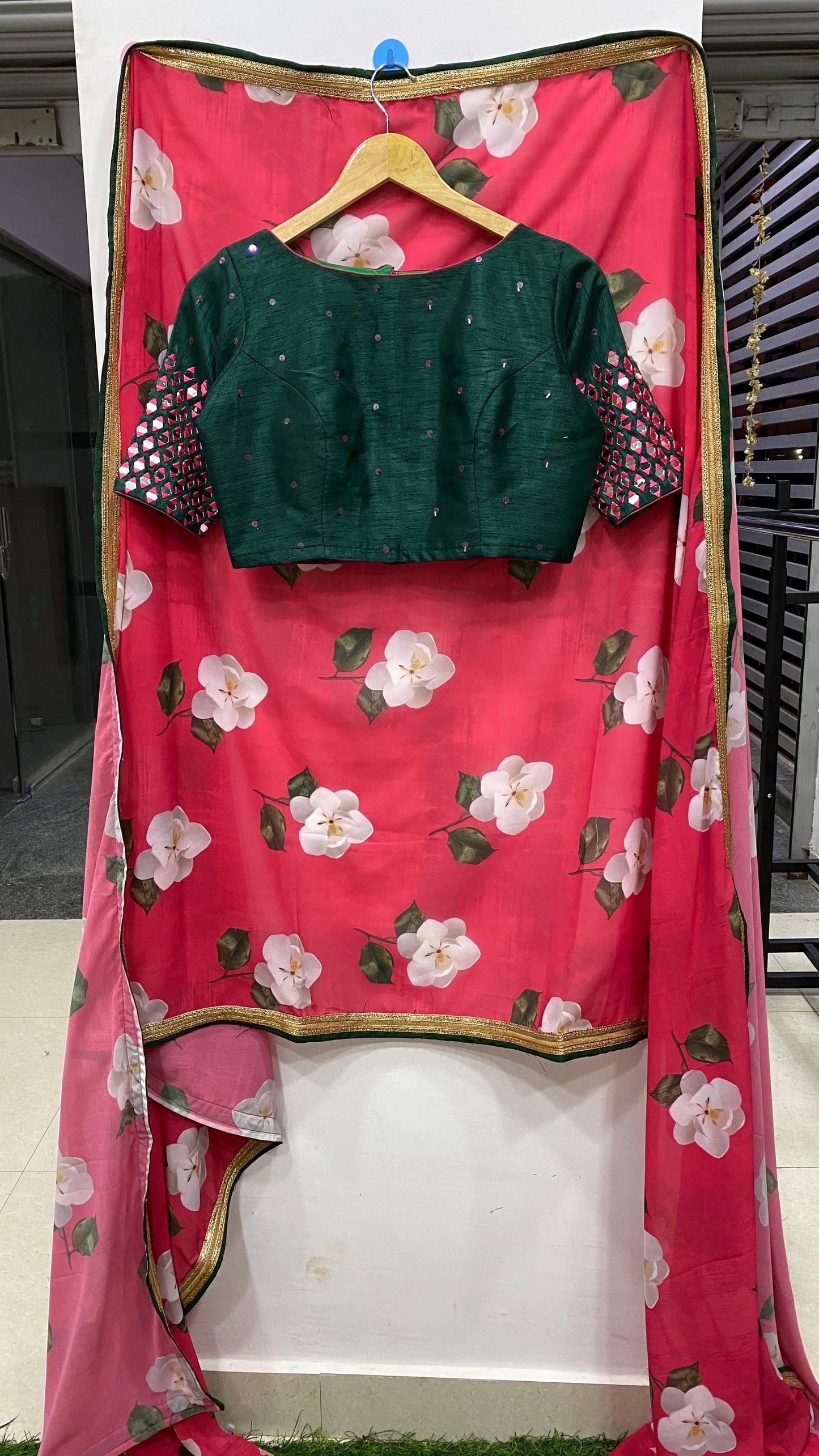 Designer original mirror work sleeved stitched Blouse - Threads