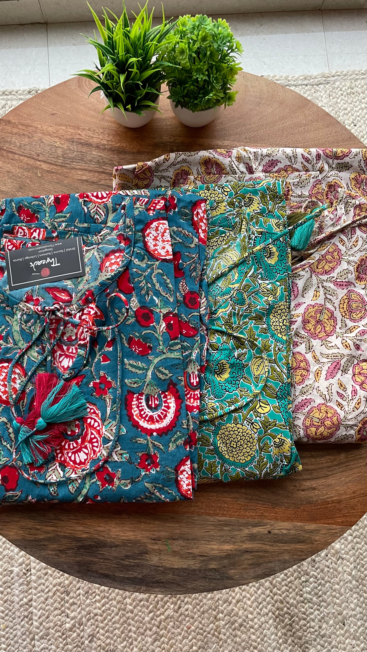 Cream floral Cotton printed kurti maxi dress