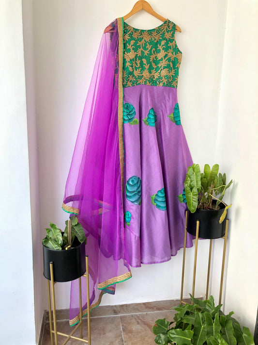 Hand painted Chanderi Salwar - Threads