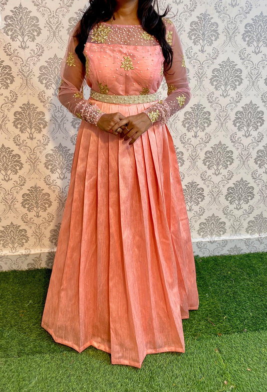 Peach Party wear Gowns - Threads