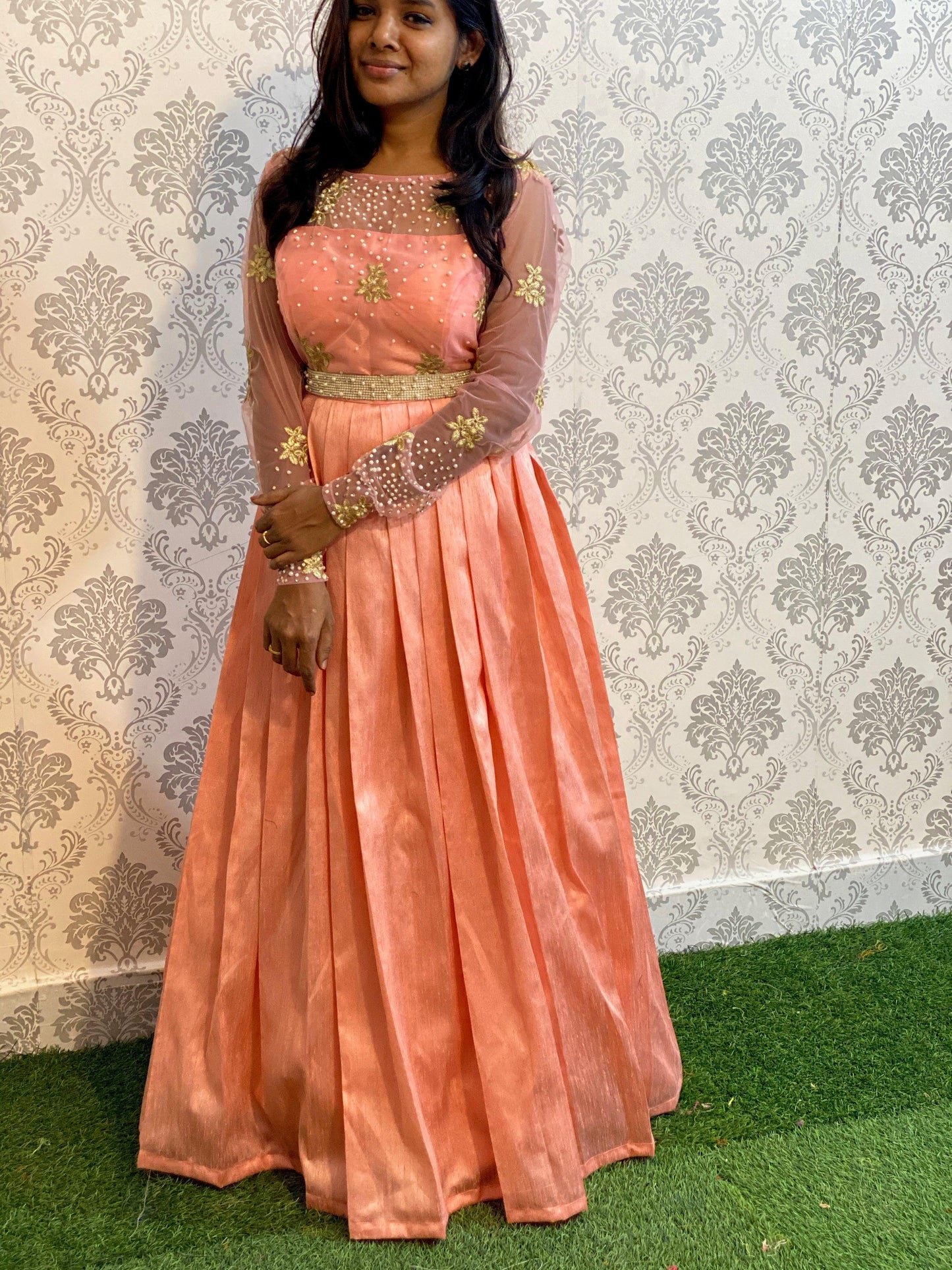 Peach Party wear Gowns - Threads