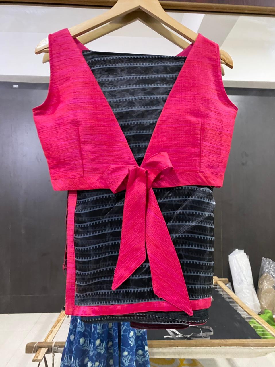 Pink Silk embroidery hand worked blouse - Threads