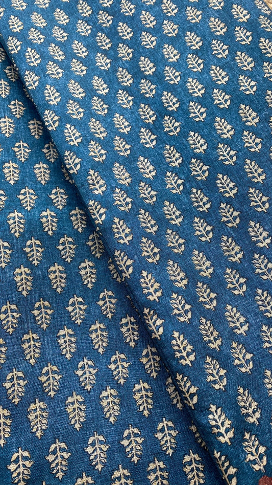 Blue khadi silk saree with blouse