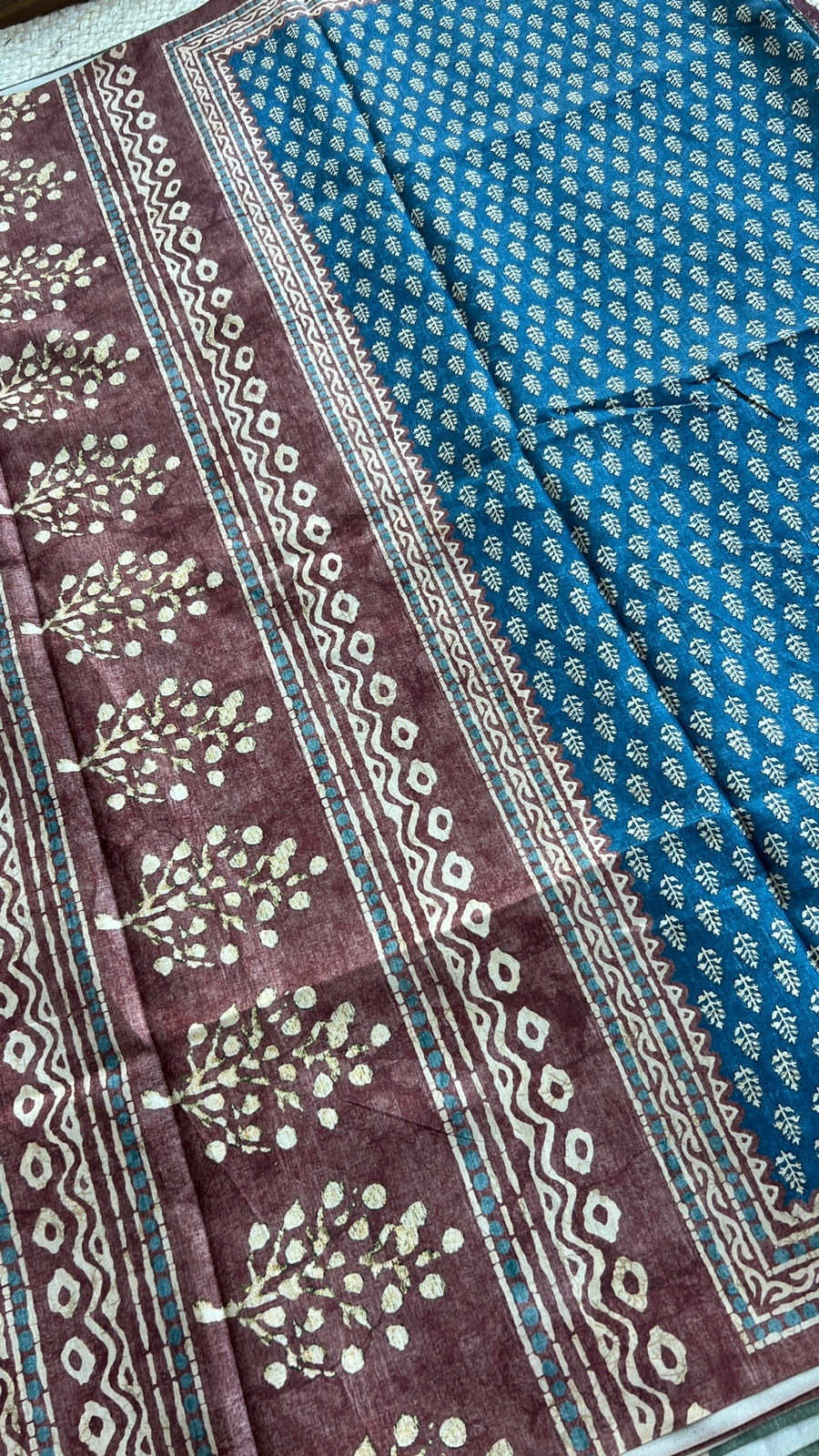 Blue khadi silk saree with blouse